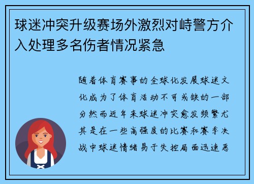球迷冲突升级赛场外激烈对峙警方介入处理多名伤者情况紧急